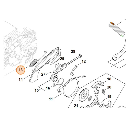 STIHL MOLLA FRENO CATENA MOTOSEGA MS 170 180 190 017 018 019 ORIGINALE