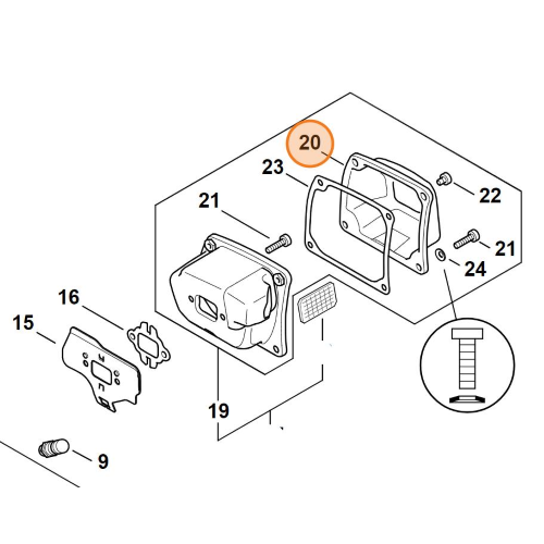 STIHL GUSCIO SUPERIORE SILENZIATORE MARMITTA MOTOSEGA MS 500i ORIGINALE
