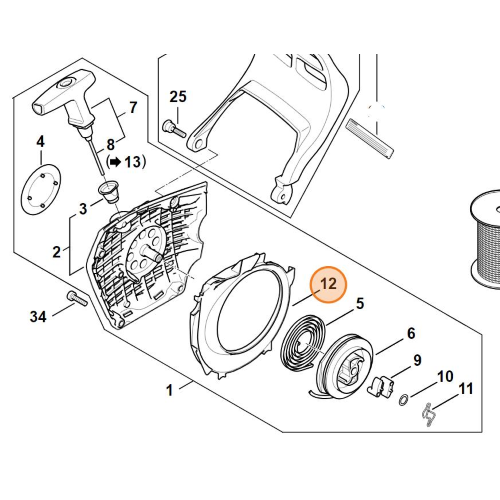 STIHL CARTER INTERNO COPERCHIO AVVIAMENTO PER MOTOSRGA MS 500i ORIGINALE