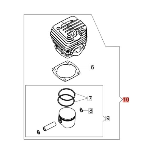 Efco Kit Cilindro con Pistone Motosega MTH 5600 Oleo Mac GSH 560 Originale
