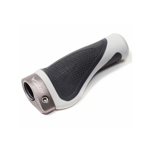 MANOPOLE ERGONOMICHE V-GRIP BICI MTB COLLARE ALLUMUNIO BIANCO SILVER GRIGIO