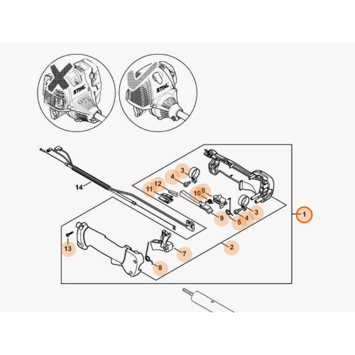 STIHL IMPUGNATURA DI COMANDO PER FS 250 R 120 R FR 350 450 480 KM 130 R 