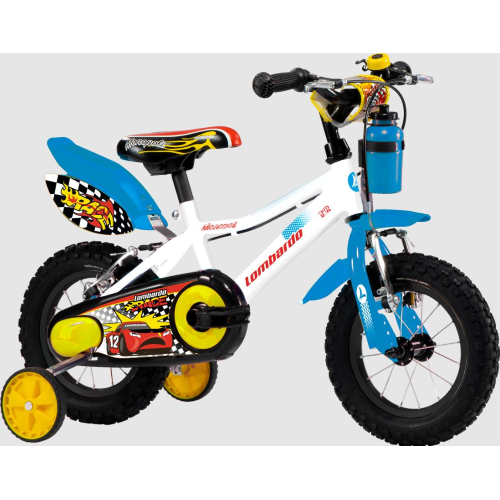 LOMBARDO BICI BAMBINO MTB 12" MONOPOLI 1 VELOCITA'  BIANCO AZZURRO