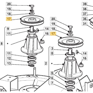 PULEGGIA MOZZO LAME TRATTORINO RASAERBA HONDA CG 92 D.125mm foro int.16 mm