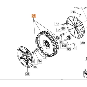 RUOTA POSTERIORE TRAZIONE D. 280 mm PER RASAERBA EFCO OLEOMAC ALLROAD E MAX 
