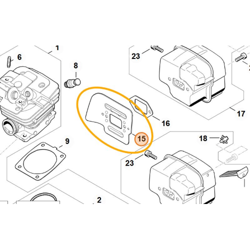 STIHL PIASTRA RAFFREDDAMENTO SILENZIATORE PER MOTOSEGA MS 341 361 ORIGINALE