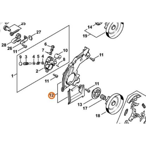 STIHL Coperchio Interno Protezione per Pompa Olio MS MC 200 Originale