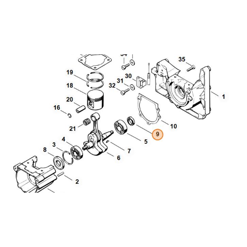 STIHL PARAOLIO ALBERO A GOMITO 13x22x5 MS 380 381 SR 420 400 340 BR 420 ORIGINALE