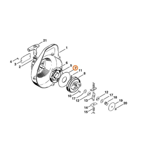 STIHL DISCO PROTEZIONE MOLLA AVVIAMENTO 08S 041 070 090 BT TS 360 FS 410 ORIGINALE