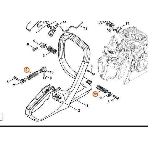 STIHL MOLLA ANTIVIBRANTE PER MANICO MOTOSEGA MS 171 181 211 ORIGINALE