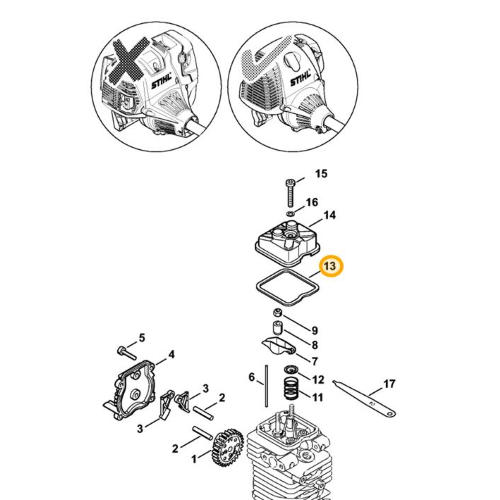 STIHL Guarnizione Cilindro FS 87 89 90 91 100 111 121 130 131 310 311 FR 130 131