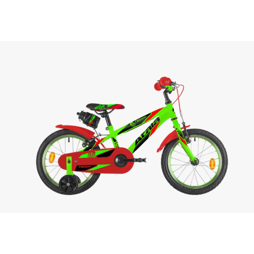 ATALA Bici MTB 16 TEDDY BOY Nero Verde Rosso Opaco 1 Velocità per Bambino