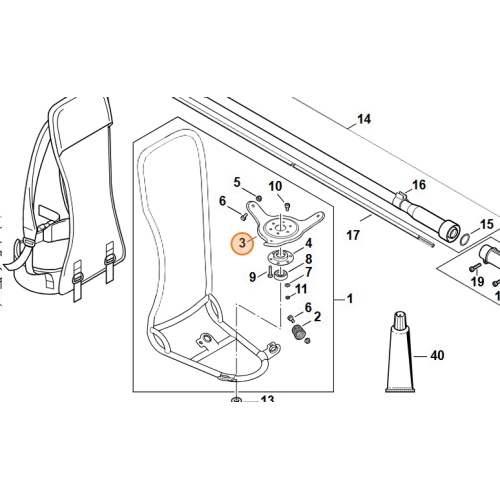 Stihl Piastra Supporto Motore per FR 235 Decespugliatore Spalleggiato Originale