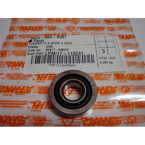 CUSCINETTO A SFERE STIHL 15X38X11 MOTOSEGA MS 271  MS 291