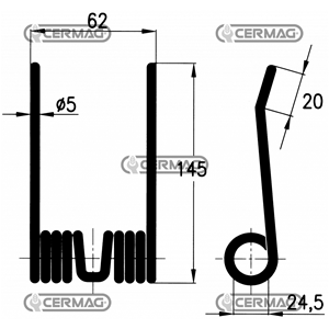 MOLLA DENTE PER ROTOPRESSA RACCOGLITRICE KRONE MOD. 130 S  9381480