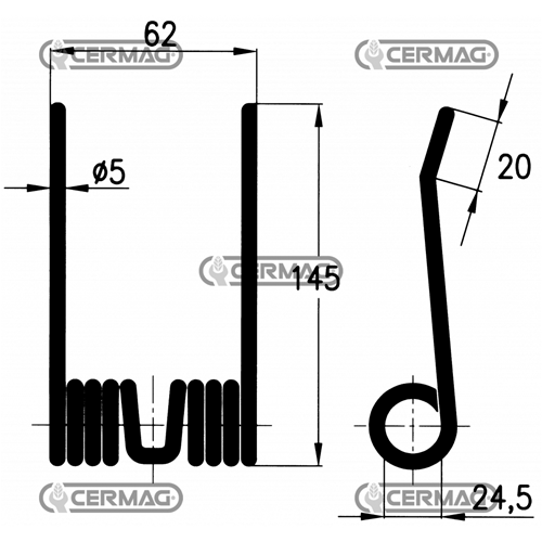 MOLLA DENTE PER ROTOPRESSA RACCOGLITRICE KRONE MOD. 130 S  9381480