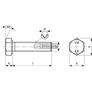BULLONE VITE ESAGONALE 10x30 Filetto 1,5 tutto filet. Zinc Bianco