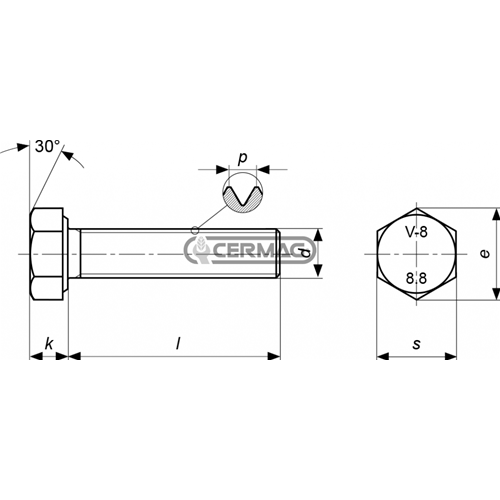 BULLONE VITE ESAGONALE 10x30 Filetto 1,5 tutto filet. Zinc Bianco