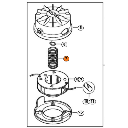 STIHL MOLLA INTERNA PER TESTINA FALCIANTE AUTOCUT 2-2 FSA 56 FSE 41 52 TE 400 410 ORIGINALE