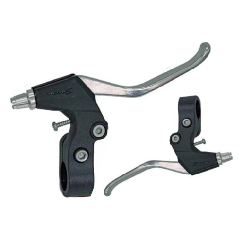 Leve freno 3 dita mtb/trekking v-brake,alu/resina nere /silver