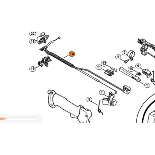 STIHL TIRANTE CAVO ACCELERATORE COMPLETO PER DECESPUGLIATORE FS 120 250 ORIGINALE