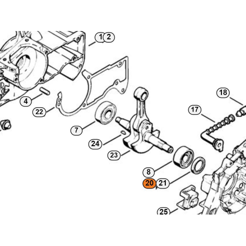 STIHL PARAOLIO ALBERO A GOMITO 18x29,6x5/3 PER MOTOSEGA 044 MS 440 ORIGINALE