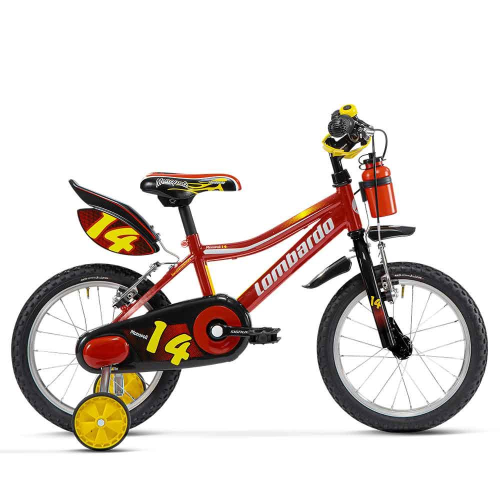 LOMBARDO BICI MTB MONOPOLI 14" 1 VELOCITA' ROSSO BIANCO GIALLO PER BAMBINO