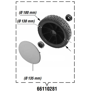 EFCO KIT RUOTA RASAERBA ANTERIORE / POSTERIORE AR LR 44 48 53 TK PK Ø 180 MM