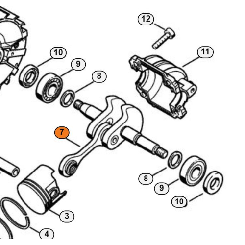STIHL ALBERO MOTORE PER MOTOSEGA DA POTATURA MS 192 ORIGINALE 11370300400
