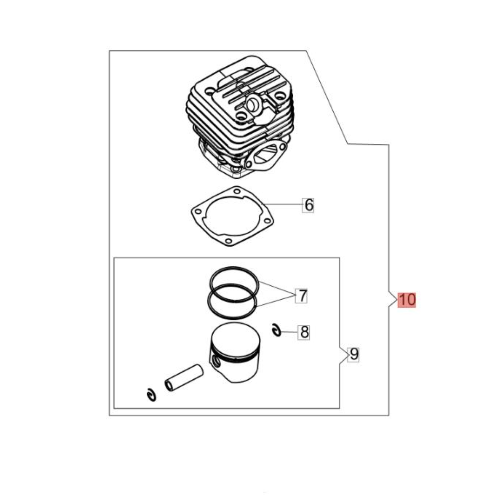 EFCO KIT CILINDRO E PISTONE PER MOTOSEGA MTH 5100 OLEOMAC 510 ORIGINALE