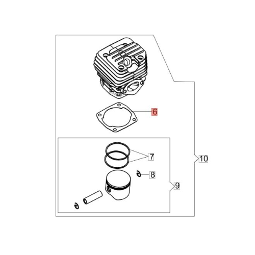 EFCO GUARNIZIONE CILINDRO MOTOSEGA MTH 5100 5600 OLEOMAC GSH 510 560 ORIGINALE