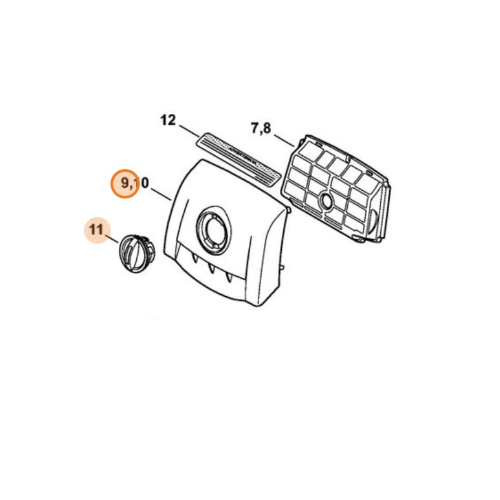 STIHL COPERCHIO COMPLETO CON POMELLO PER FILTRO ARIA IN PLASTICA MS 193 T 194 T