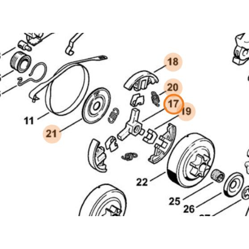 STIHL FRIZIONE COMPLETA MOTOSEGA MS 170 180 231 241 250 251 ORIGINALE