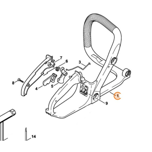 STIHL IMPUGNATURA MANICO MOTOSEGA MS 170 180 017 018 ORIGINALE