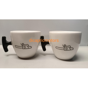 STIHL COPPIA TAZZINE DA CAFFE' IN PORCELLANA LOGO MOTOSEGA ORIGINALI