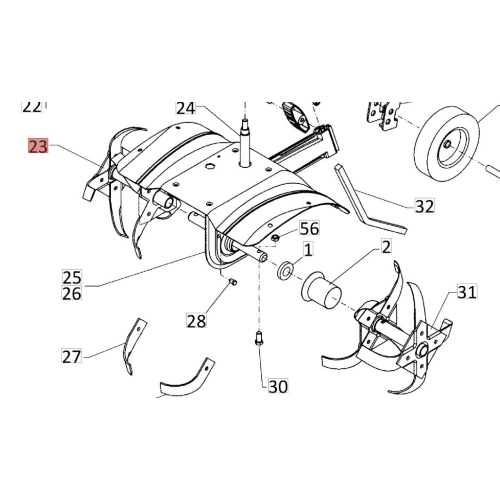 EUROSYSTEMS FRESA RICAMBIO LATO DESTRO COMPLETA DI ZAPPETTE MOTOZAPPA Z2 ORIGINALE