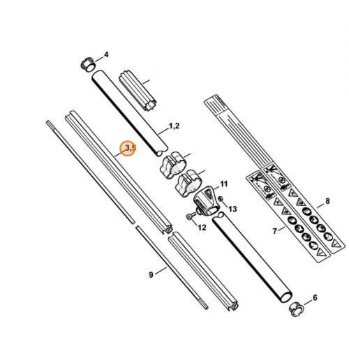 STIHL TUBO DI SUPPORTO 1375 MM DECESPUGLIATORE FS 120 130 200 250 235 FSA 120 ORIGINALE