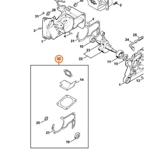 STIHL SERIE GUARNIZIONI ALBERO MOTORE PER MOTOSEGA MS 640 064 066 ORIGINALE